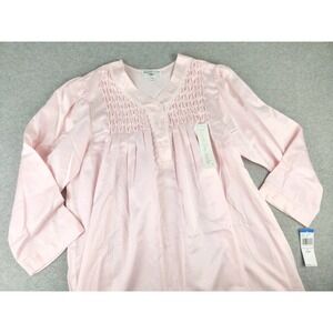 NWT Miss Elaine XL PINK Floral Flower Lace Long Sleeve Night Gown Sleepwear